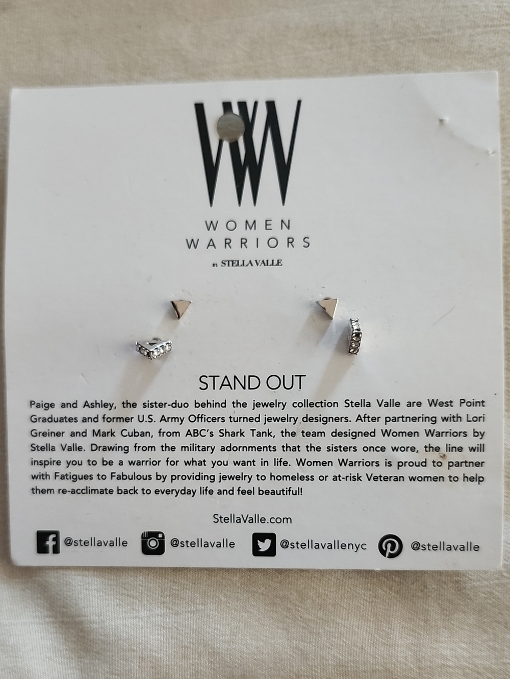 Women Warriors By Stella Valle-Silver Triangle & Crystal Earring Set - Silver